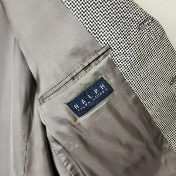 RALPH LAUREN VINTAGE houndstooth silk wool blazer Sport Coat heritage quiet luxu